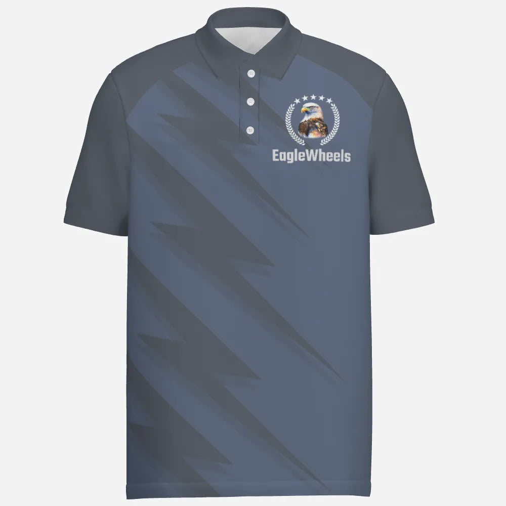 Heren Polo Shirt met Bliksemprint in Marineblauw KH369