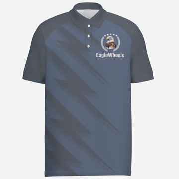 Heren Polo Shirt met Bliksemprint in Marineblauw KH369
