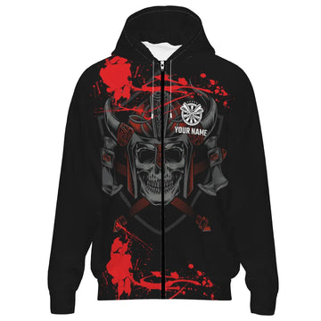 Rode Krijger Skull Dart Hoodie met Rits G148