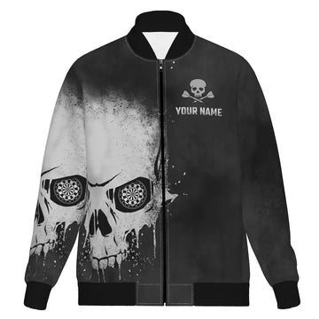 Zwart-Witte Dartsjas met Rookachtige Skulldesign S589