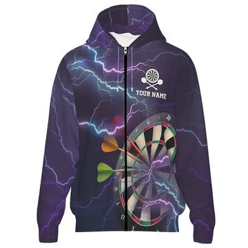 Dart Zipper Hoodie Bliksem en Donder in Blauw en Paars Q2407