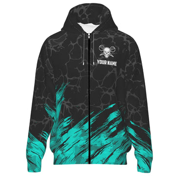 Dart Hoodie met Doodskop Design in Turquoise en Zwart F916