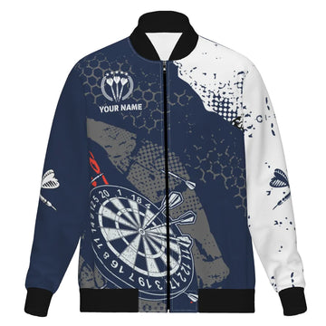 Retro Darts Jas met Marineblauw en Witte Patroon W767