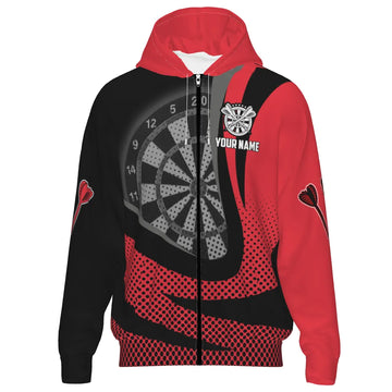 Zwarte en Rode Darts Hoodie met Rits M297