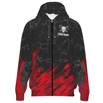 Skull Darts Rits Hoodie - Rood Zwart Dart H6162