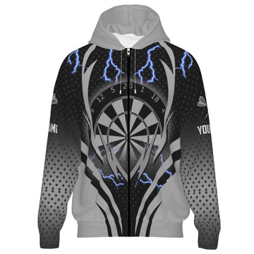 Dart Zipper Hoodie met Bliksemontwerp S366