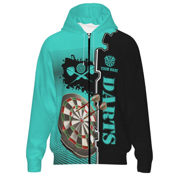 Turquoise en Zwart Dartskapuzentrui C677