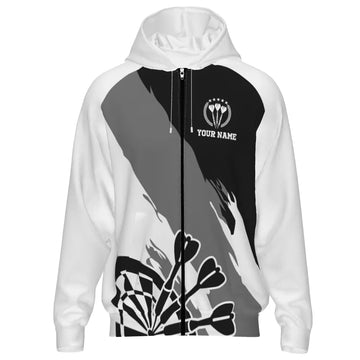 Zwart-Witte Darts Hoodie met Rits Z874