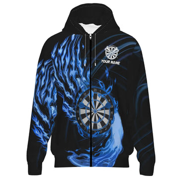 Blauwe Vuur Dartbord Darts Rits Hoodie L1472