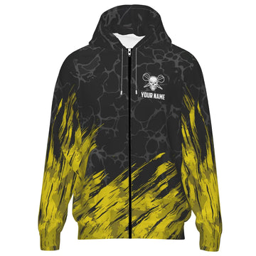 Dart Hoodie met Doodskop - Geel-Zwart F915