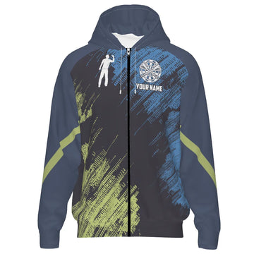 Darts Hoodie met Rits in Groen en Blauw N335