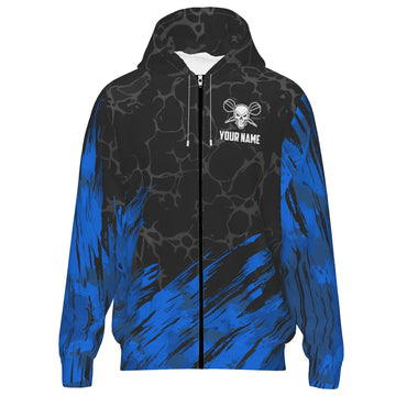 Skull Darts Hoodie met Rits in Marineblauw en Zwart F916