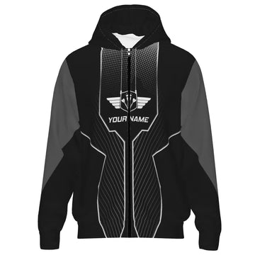 Zwarte Dart Hoodie met Leeuw Ontwerp Z753