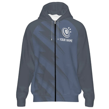 Navy Bliksem Basis Darts Hoodie met Rits Z369