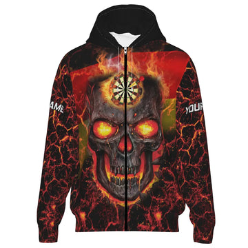 Vurige Doodskop Dart Hoodie "Hart van de Hel", Lava Design Duitsland Vlag GMF727