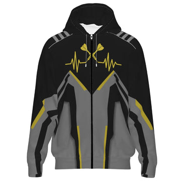 Dart Zipper Hoodie met Uniek Rood Hartslagpatroon R183