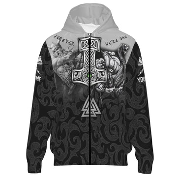 Grijs-Zwarte Dart Rits Hoodie "Viking Eenheid" vk711