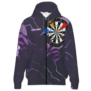 Paarse Bliksem Arend Darts Hoodie met Rits L1453