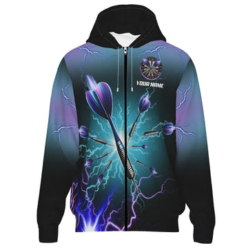 Paarse Bliksem Darts Hoodie met Rits L1243