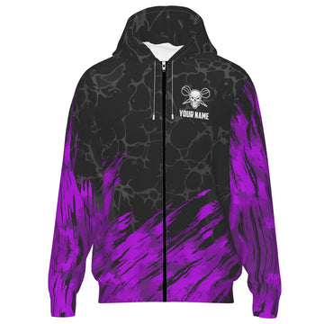 Paarse en Zwarte Darts Hoodie met Skulls F916