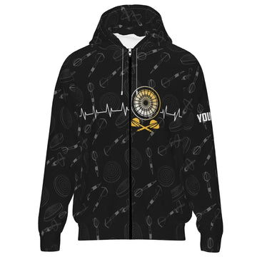 Darts Hoodie met Hartslagpatroon - Zwart X823