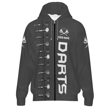 Darts Zipper Hoodie - Zwart en Wit P309