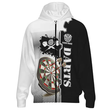 Darts Zipper Hoodie in Wit en Zwart L1295