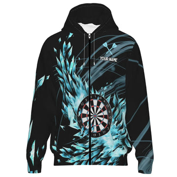 Blauwe Bevroren IJs Darts Rits Hoodies T1210