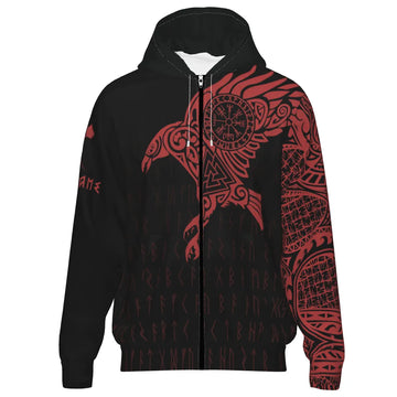 Dart Zipper Hoodie met Raven Tattoo Patroon - Viking vk7127