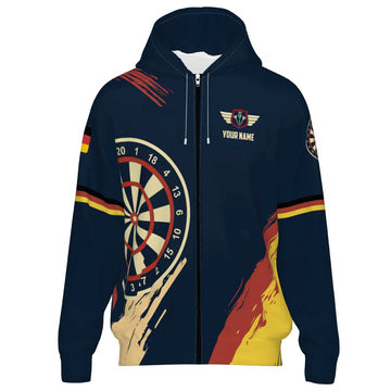 Blauwe Dart Rits Hoodie met Duitse Trots Vlag G7299