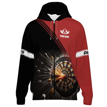 Dart Zipper Hoodie Rug - Rood met Adelaar S2752