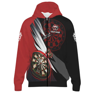 Rode en Zwarte Darts Hoodie met Rits Z357