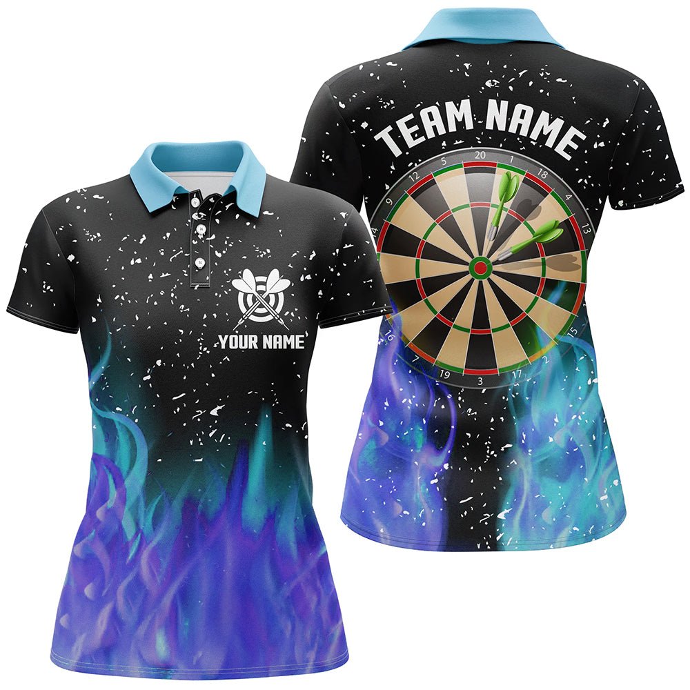 Dames Polo Shirt met Vuur Darts - Blauw en Paars T1212