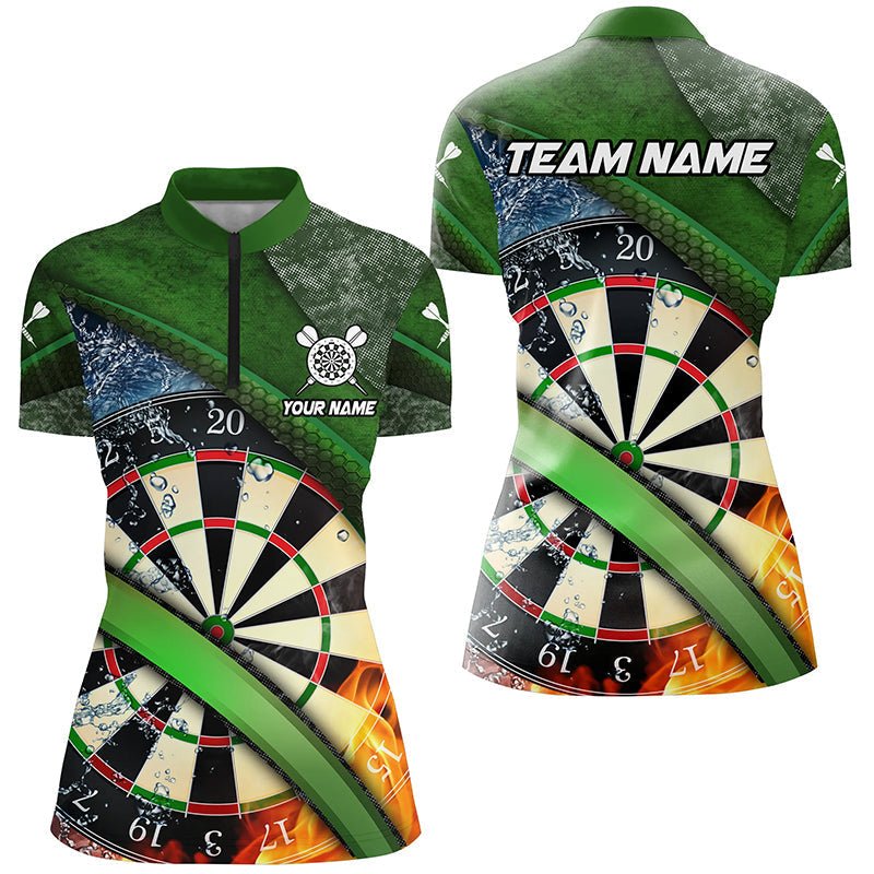 Dames 3D Dartbord Vuur Water Darts Kwart-Ritssluiting Shirts T1247