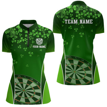 Dames Quarter-Zip Shirt met Groene Klavertje voor St. Patrick's Day L1347