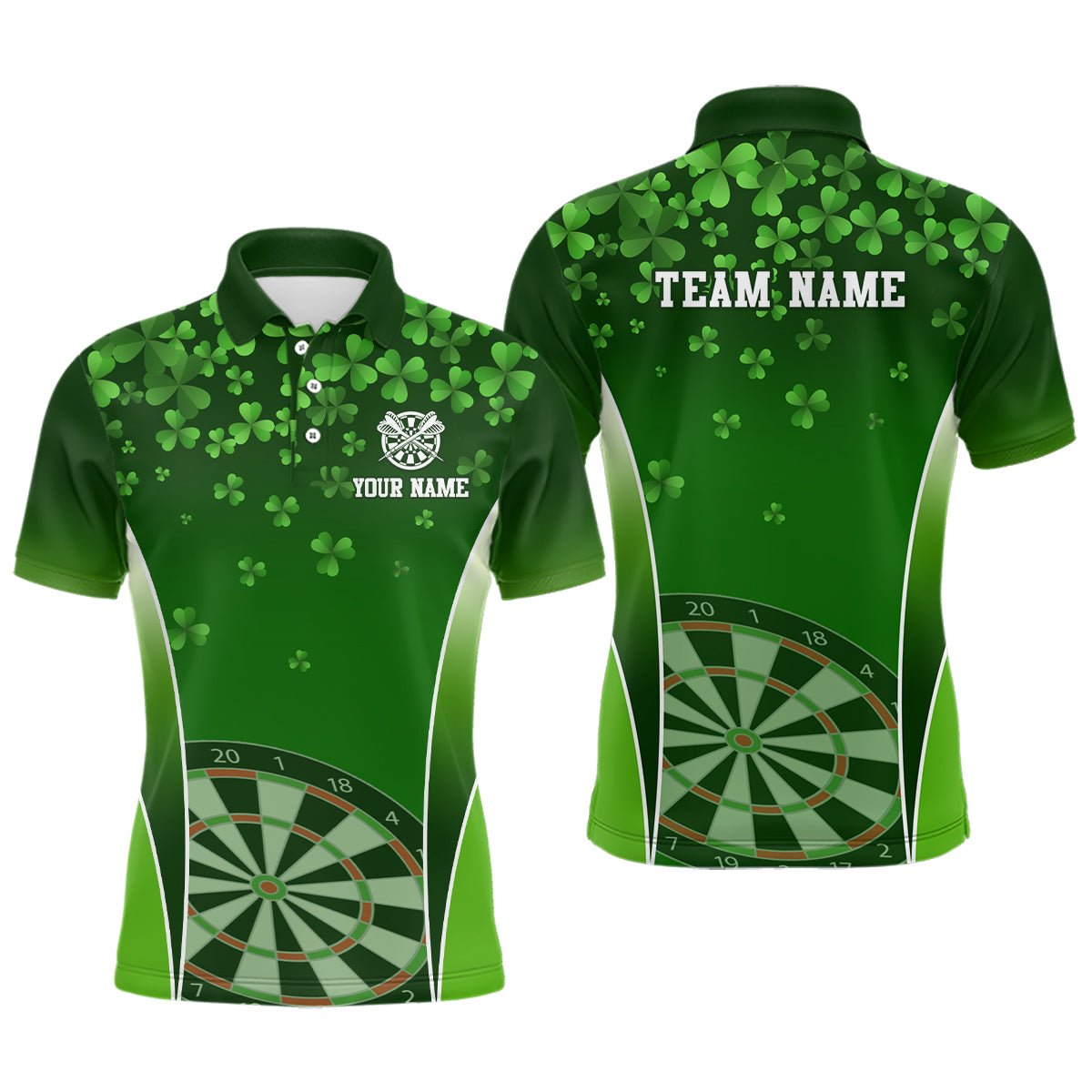 Heren Polo Shirt met 3D Klavertje Vier voor St. Patrick's Day - L1347