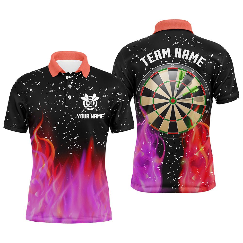 Heren 3D Vuur Darts Poloshirt in Rood en Roze T1213