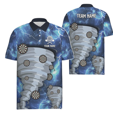Heren Polo Shirt Bliksem Darts Blauw D636