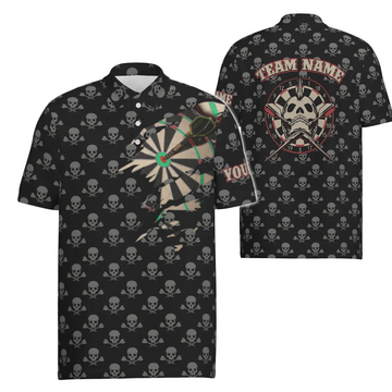 Heren Polo met Doodshoofden en Kruisende Darts H2341