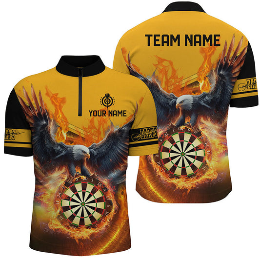 Men's Customized Yellow 3D Eagle Dart Jersey - Quarter-Zip T1293
