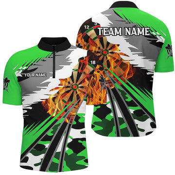 Men's Custom Green 3D Dart Quarter-Zip Shirt T1196