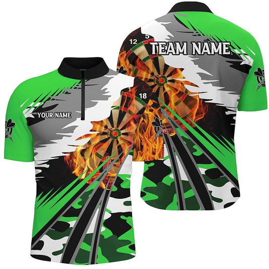 Men's Custom Green 3D Dart Quarter-Zip Shirt T1196