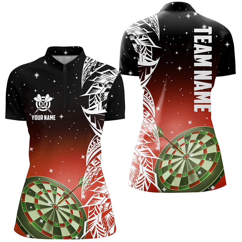 Custom 3D Dart Board Red Women Quarter-Zip Shirt - Dart League Jerseys T1202