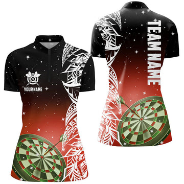 Custom 3D Dart Board Red Women Quarter-Zip Shirt - Dart League Jerseys T1202