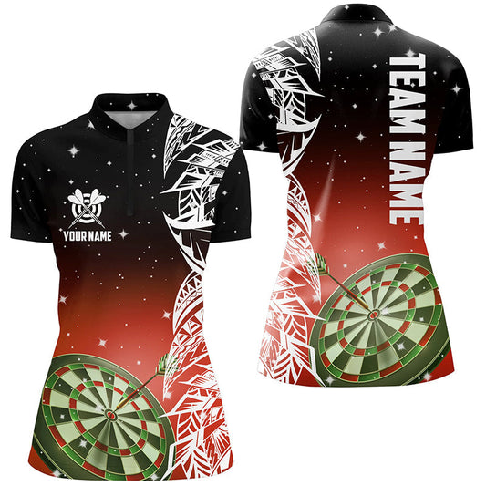 Custom 3D Dart Board Red Women Quarter-Zip Shirt - Dart League Jerseys T1202