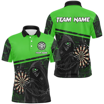 Op maat gemaakte Groene Darts Poloshirts & Quarter-Zip Hemden voor Mannen T1984