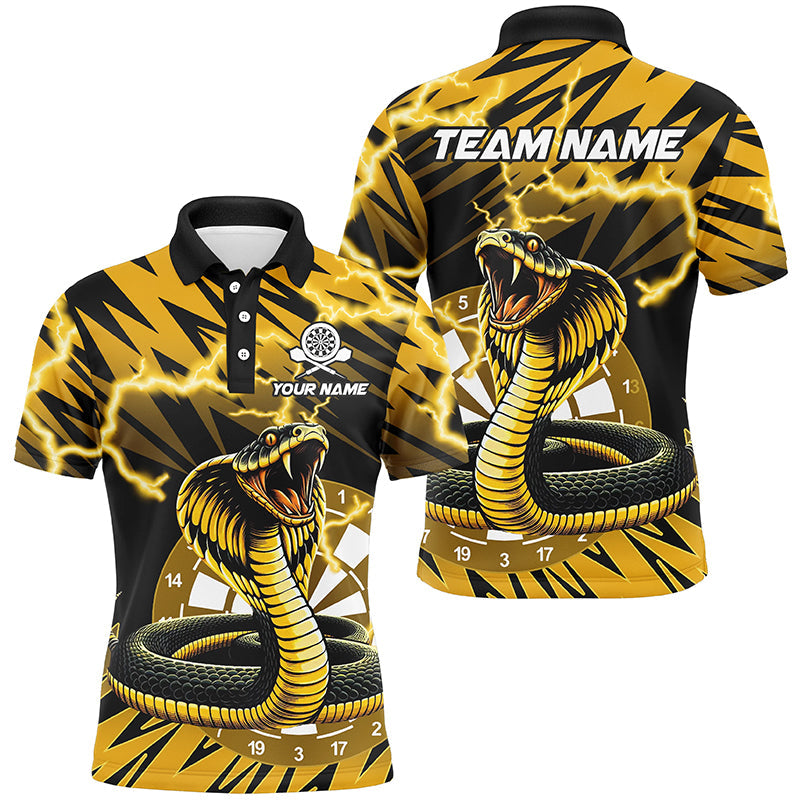 Heren 3D Geprinte Dartshirt - Gele & Zwarte Slangen met Bliksem Thema T2185