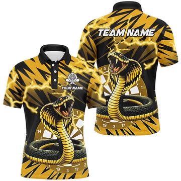 Heren 3D Geprinte Dartshirt - Gele & Zwarte Slangen met Bliksem Thema T2185