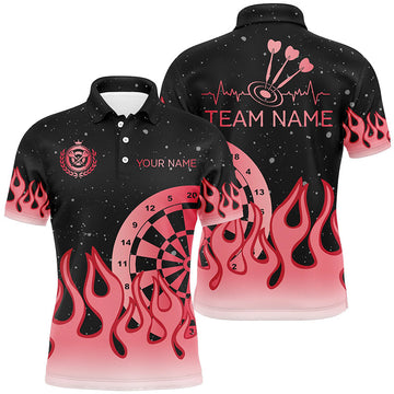 Rode Vlam Dartbord Polo & Kwart-Ritssluiting Shirt voor Mannen - T2297