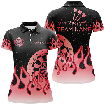 Rode Vlam Darts Polo & Kwart-Ritssluiting Shirt voor Dames - T2297